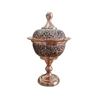 قندان مسی مدل گلبرگ لاله تک پایه