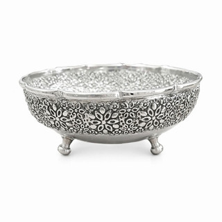 بستنی خوری (پیاله) سه پایه مسی با روکش کروم مدل گلبرگ