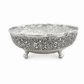 بستنی خوری (پیاله) سه پایه مسی با روکش کروم مدل گلبرگ