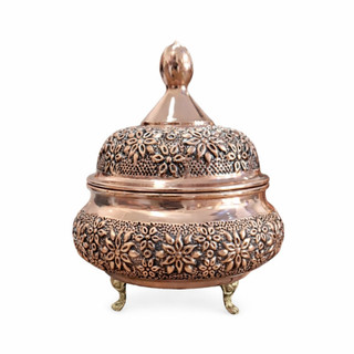 قندان مسی مدل گلبرگ شکمی سه پایه