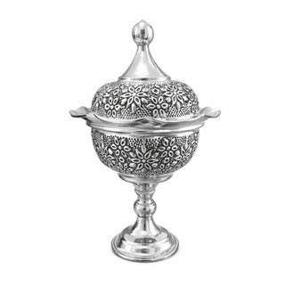 قندان مسی با روکش کروم مدل گلبرگ تک پایه