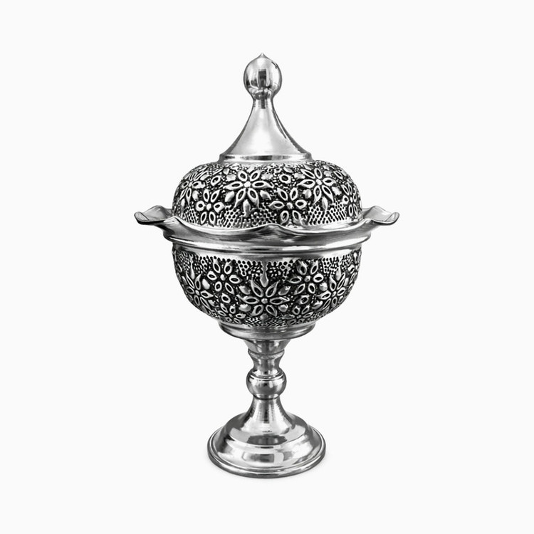 قندان مسی با روکش کروم مدل گلبرگ تک پایه