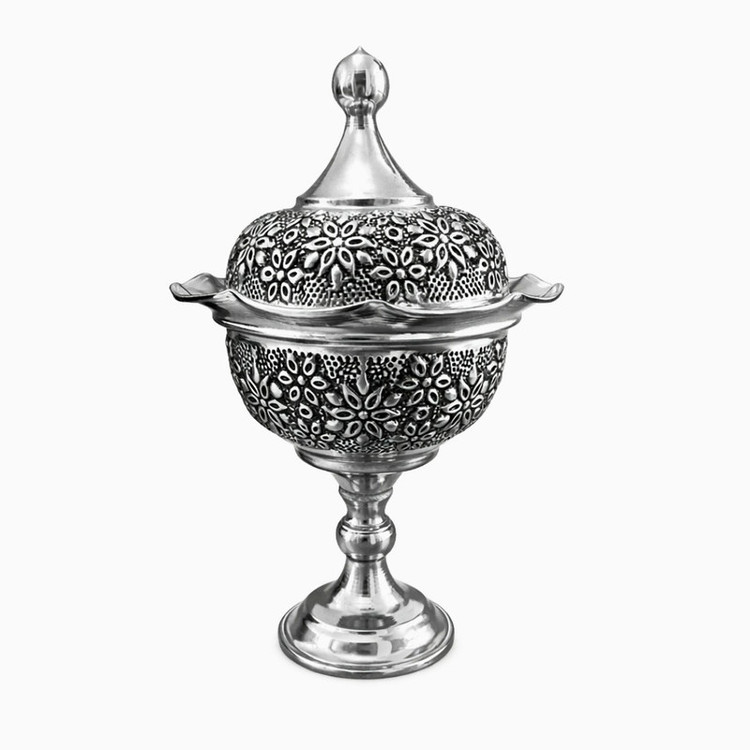 قندان مسی با روکش کروم مدل گلبرگ تک پایه