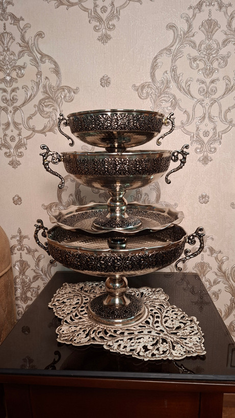 ست ۴ تکه تک پایه سلطنتی گلبرگ روکش کروم