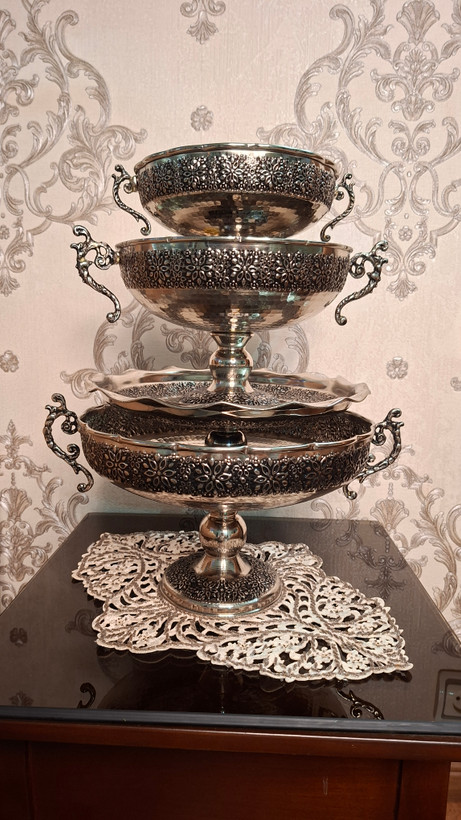 ست ۴ تکه تک پایه سلطنتی گلبرگ روکش کروم