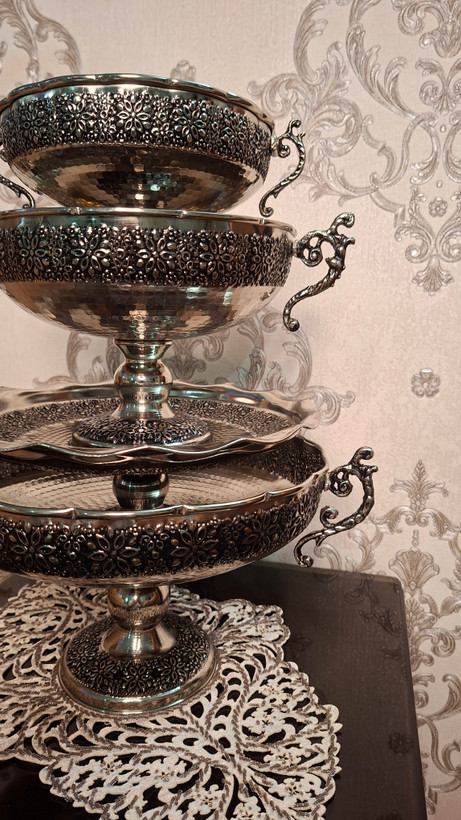ست ۴ تکه تک پایه سلطنتی گلبرگ روکش کروم